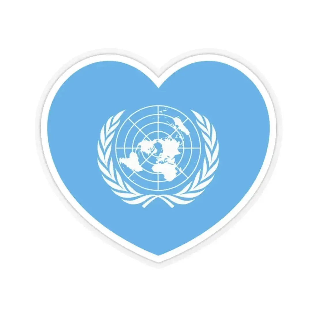 Heart Flag of the United Nations - STICKER Vinyl Kiss-Cut Decal 2 Inch Transparent - The Sticker Space