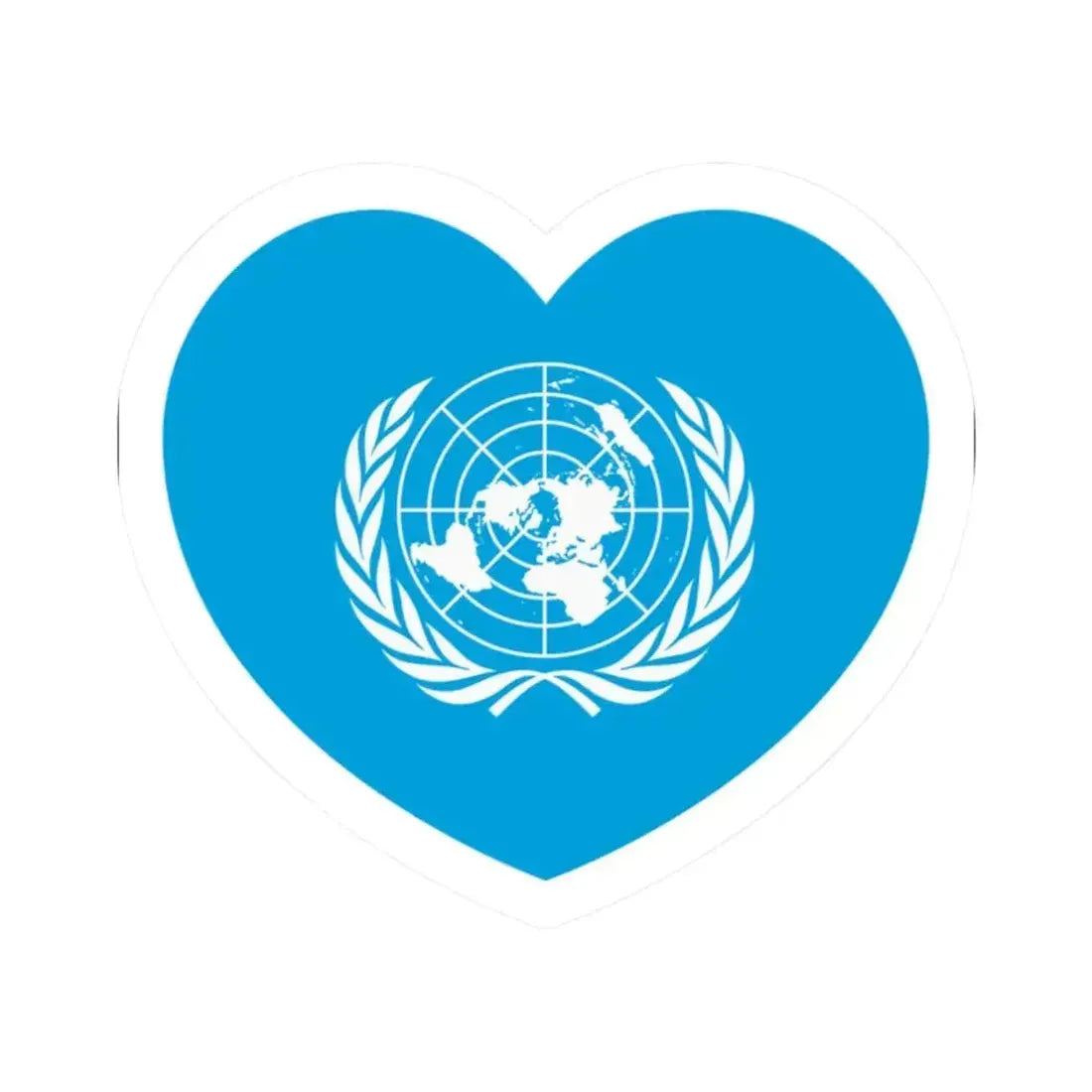 Heart Flag of the United Nations - STICKER Vinyl Kiss-Cut Decal 2 Inch White - The Sticker Space