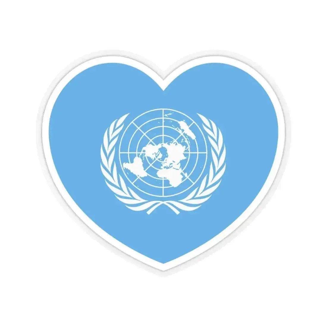 Heart Flag of the United Nations - STICKER Vinyl Kiss-Cut Decal 3 Inch Transparent - The Sticker Space