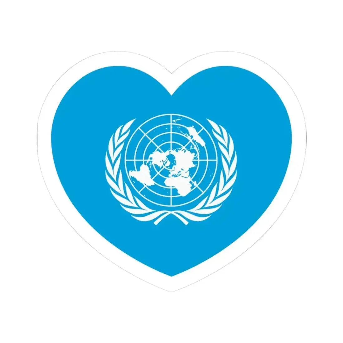 Heart Flag of the United Nations - STICKER Vinyl Kiss-Cut Decal 3 Inch White - The Sticker Space