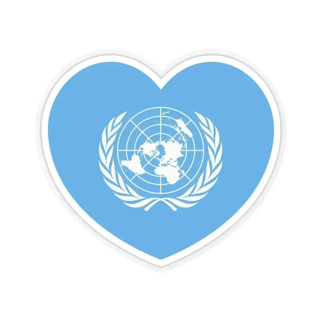 Heart Flag of the United Nations - STICKER Vinyl Kiss-Cut Decal 4 Inch Transparent - The Sticker Space