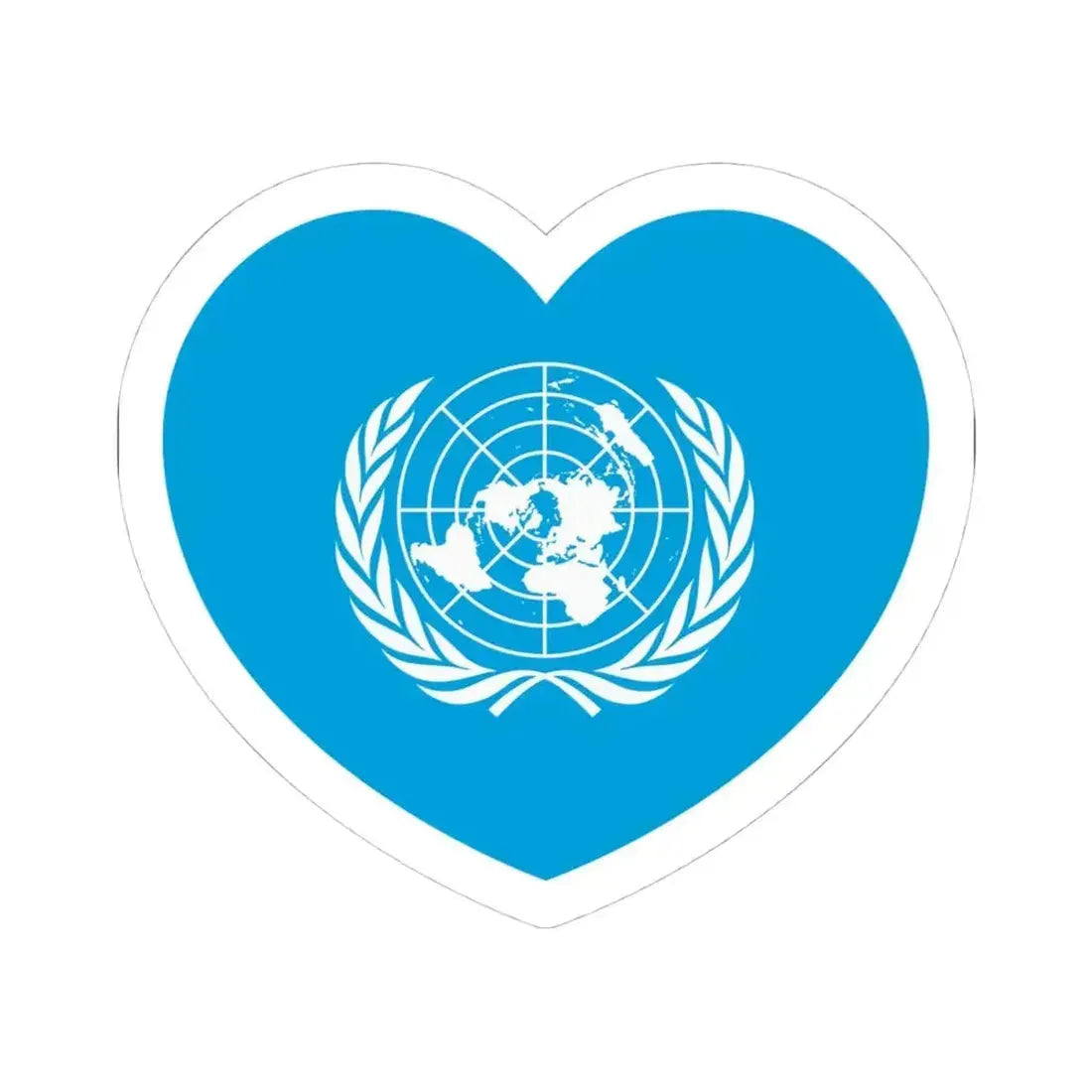 Heart Flag of the United Nations - STICKER Vinyl Kiss-Cut Decal 4 Inch White - The Sticker Space