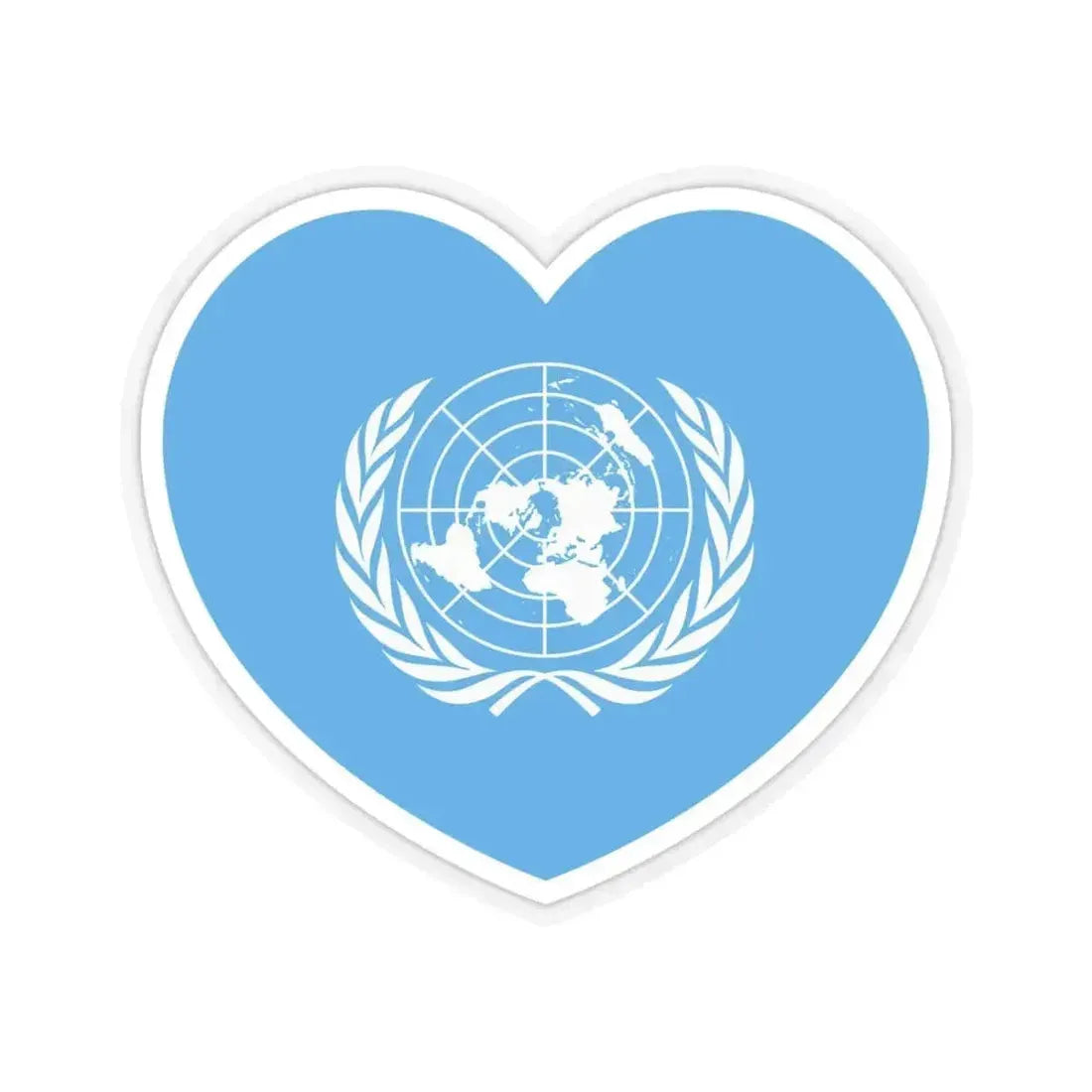 Heart Flag of the United Nations - STICKER Vinyl Kiss-Cut Decal 6 Inch Transparent - The Sticker Space