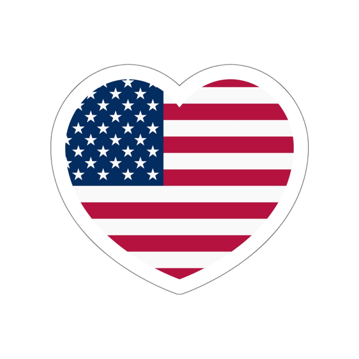 Heart Flag of the United States - STICKER Vinyl Die-Cut Decal-White-The Sticker Space