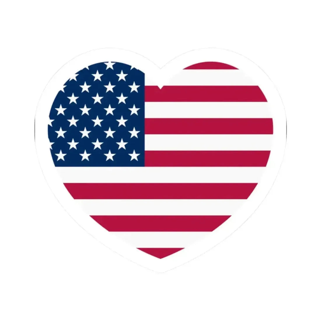 Heart Flag of the United States - STICKER Vinyl Kiss-Cut Decal 2 Inch White - The Sticker Space
