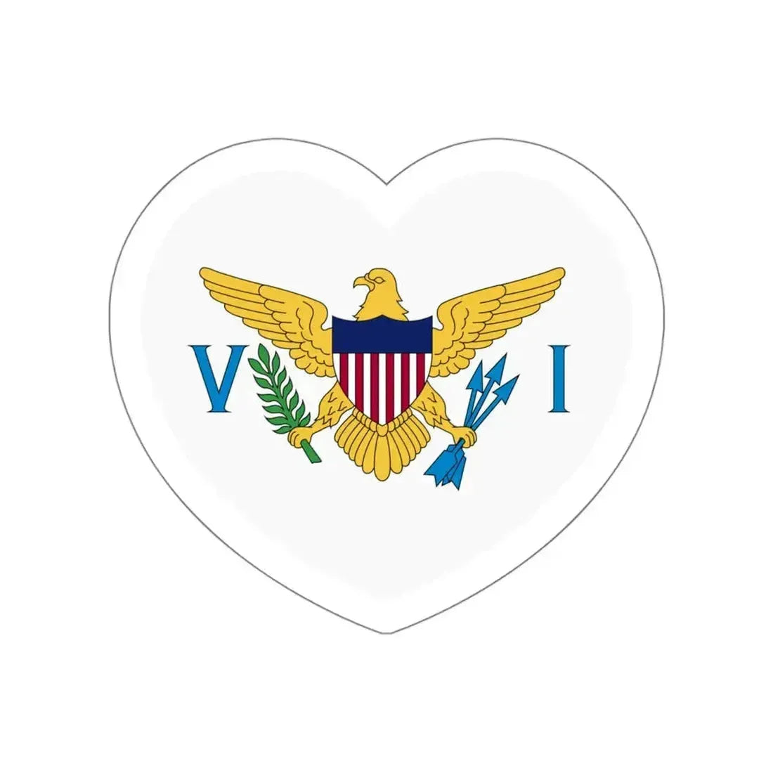 Heart Flag of the United States Virgin Islands - STICKER Vinyl Die-Cut Decal White Die-Cut 6 Inch - The Sticker Space