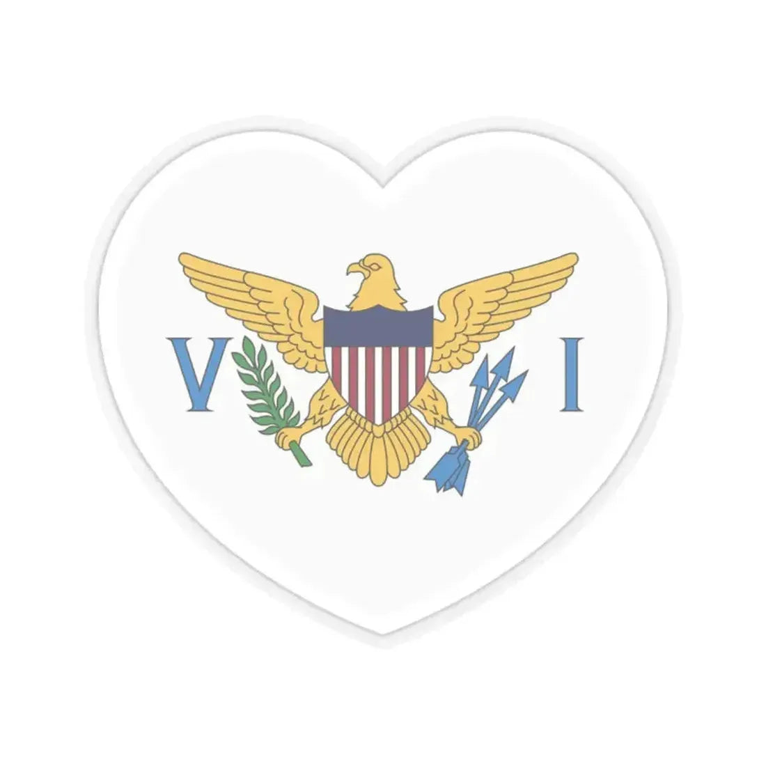 Heart Flag of the United States Virgin Islands - STICKER Vinyl Kiss-Cut Decal 2 Inch Transparent - The Sticker Space