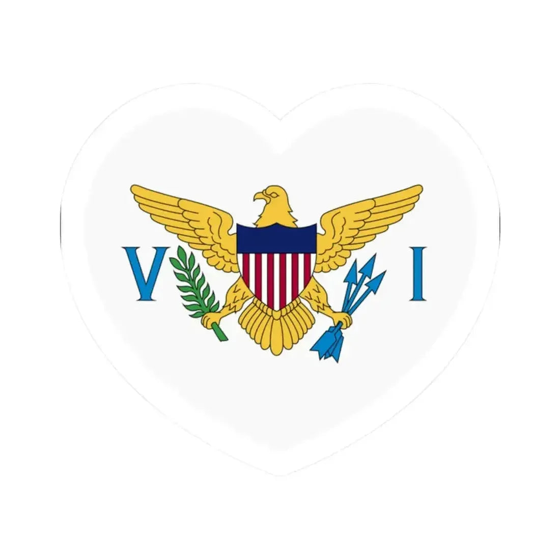 Heart Flag of the United States Virgin Islands - STICKER Vinyl Kiss-Cut Decal 2 Inch White - The Sticker Space