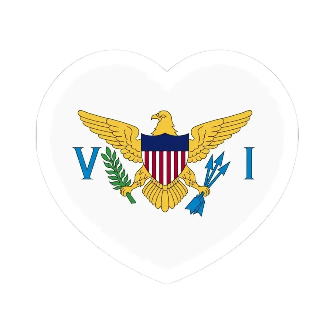 Heart Flag of the United States Virgin Islands - STICKER Vinyl Kiss-Cut Decal 3 Inch White - The Sticker Space