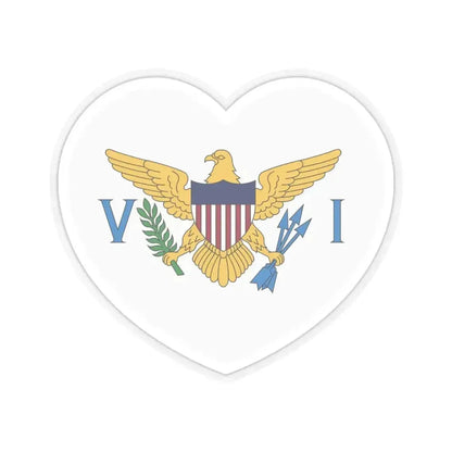 Heart Flag of the United States Virgin Islands - STICKER Vinyl Kiss-Cut Decal 4 Inch Transparent - The Sticker Space
