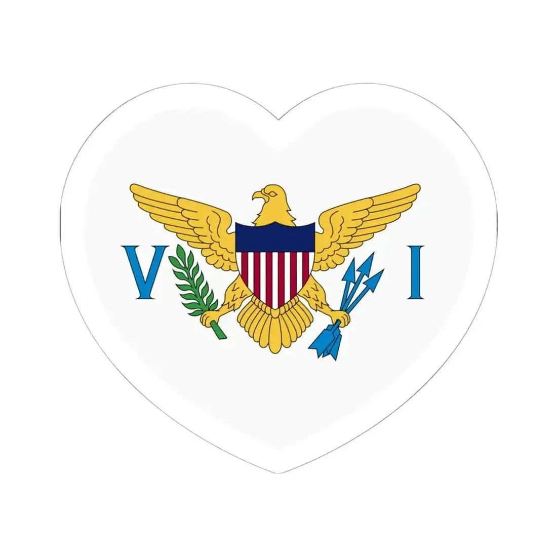Heart Flag of the United States Virgin Islands - STICKER Vinyl Kiss-Cut Decal 6 Inch White - The Sticker Space