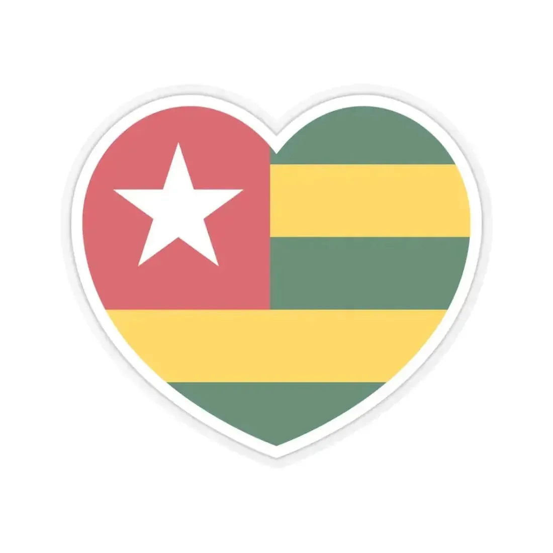 Heart Flag of Togo - STICKER Vinyl Kiss-Cut Decal 3 Inch Transparent - The Sticker Space