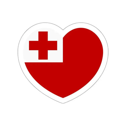 Heart Flag of Tonga - STICKER Vinyl Die-Cut Decal White Die-Cut 3 Inch - The Sticker Space