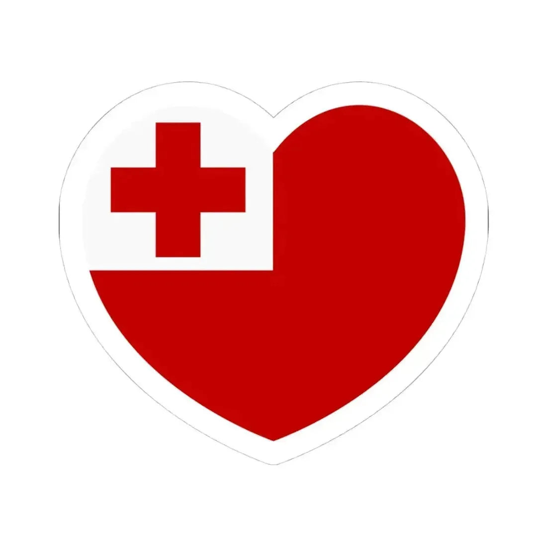 Heart Flag of Tonga - STICKER Vinyl Kiss-Cut Decal 4 Inch White - The Sticker Space