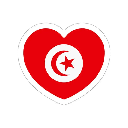 Heart Flag of Tunisia 1959-1999 - STICKER Vinyl Die-Cut Decal White Die-Cut 2 Inch - The Sticker Space