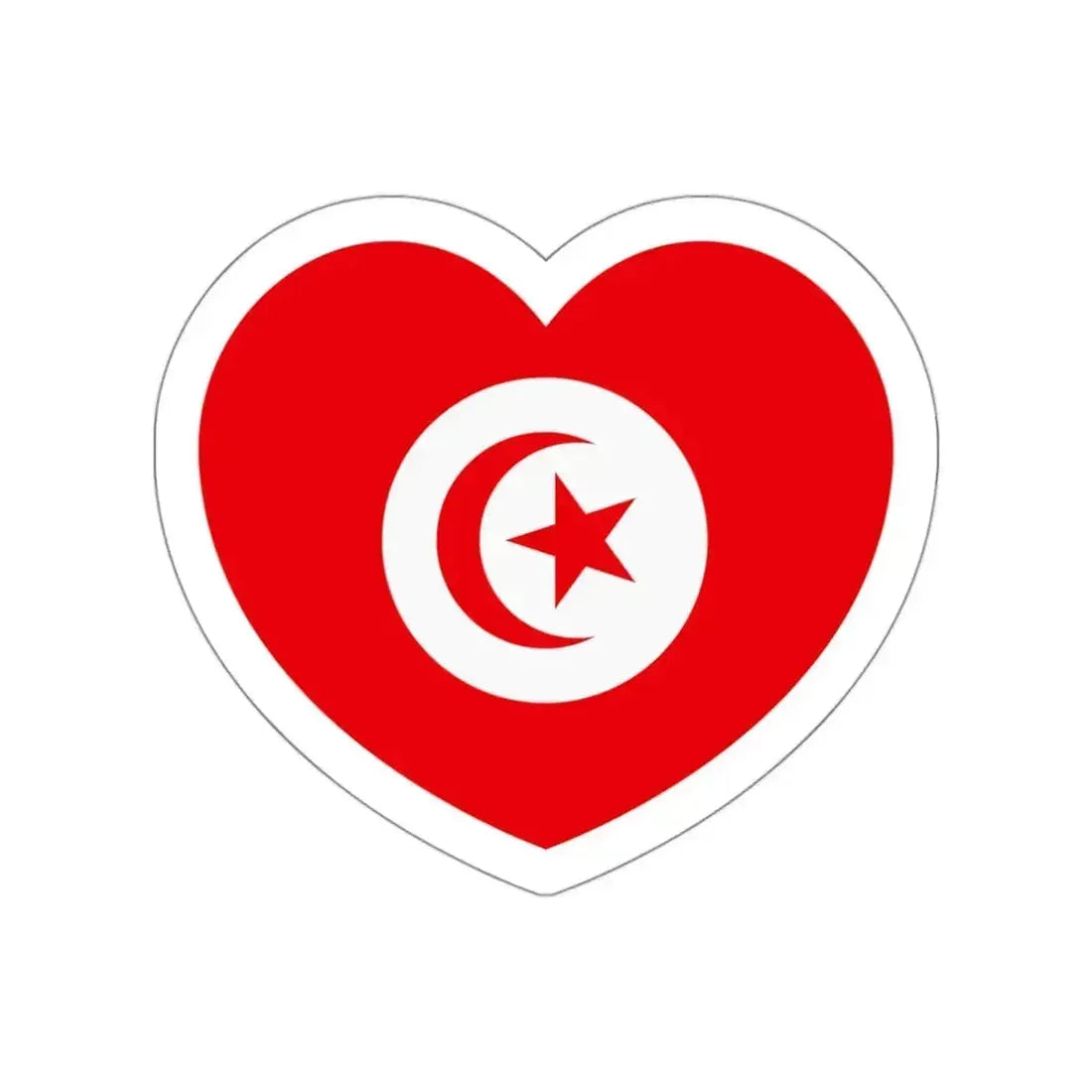 Heart Flag of Tunisia 1959-1999 - STICKER Vinyl Die-Cut Decal White Die-Cut 3 Inch - The Sticker Space