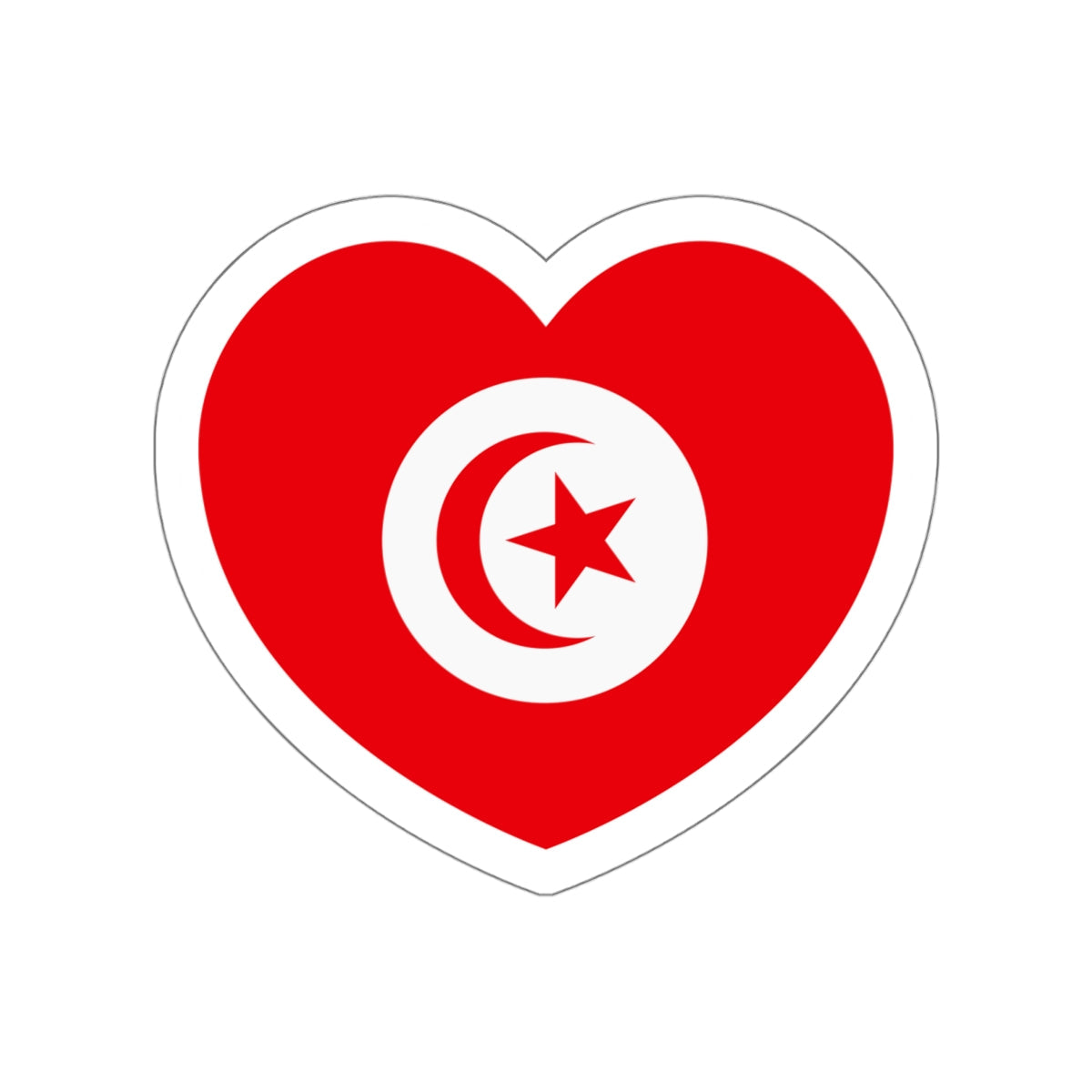 Heart Flag of Tunisia 1959-1999 - STICKER Vinyl Die-Cut Decal-White-The Sticker Space