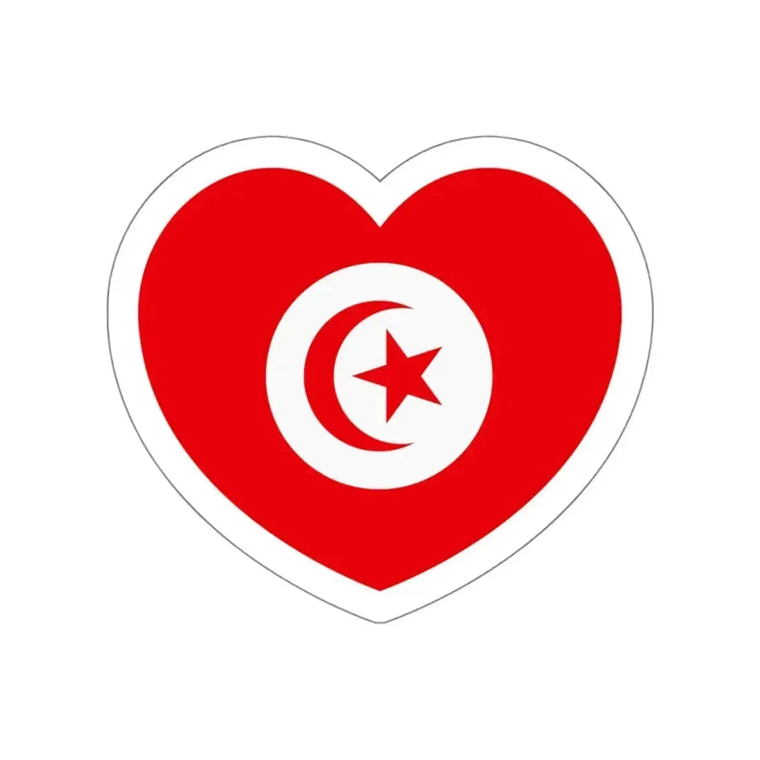 Heart Flag of Tunisia 1959-1999 - STICKER Vinyl Die-Cut Decal White Die-Cut 6 Inch - The Sticker Space