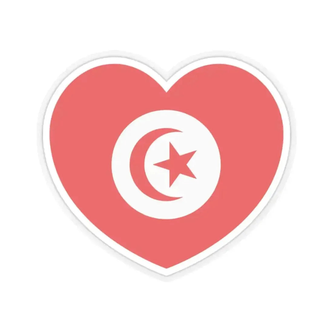 Heart Flag of Tunisia 1959-1999 - STICKER Vinyl Kiss-Cut Decal 2 Inch Transparent - The Sticker Space