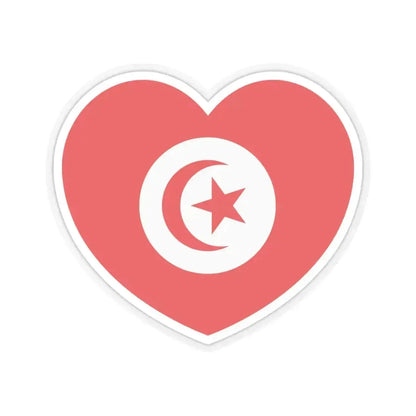 Heart Flag of Tunisia 1959-1999 - STICKER Vinyl Kiss-Cut Decal 3 Inch Transparent - The Sticker Space