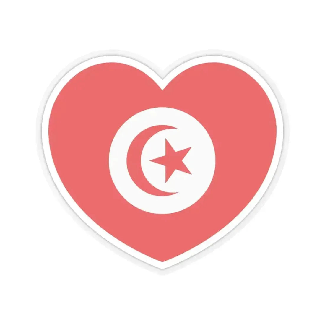 Heart Flag of Tunisia 1959-1999 - STICKER Vinyl Kiss-Cut Decal 4 Inch Transparent - The Sticker Space