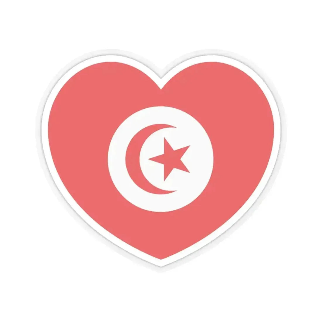 Heart Flag of Tunisia 1959-1999 - STICKER Vinyl Kiss-Cut Decal 6 Inch Transparent - The Sticker Space