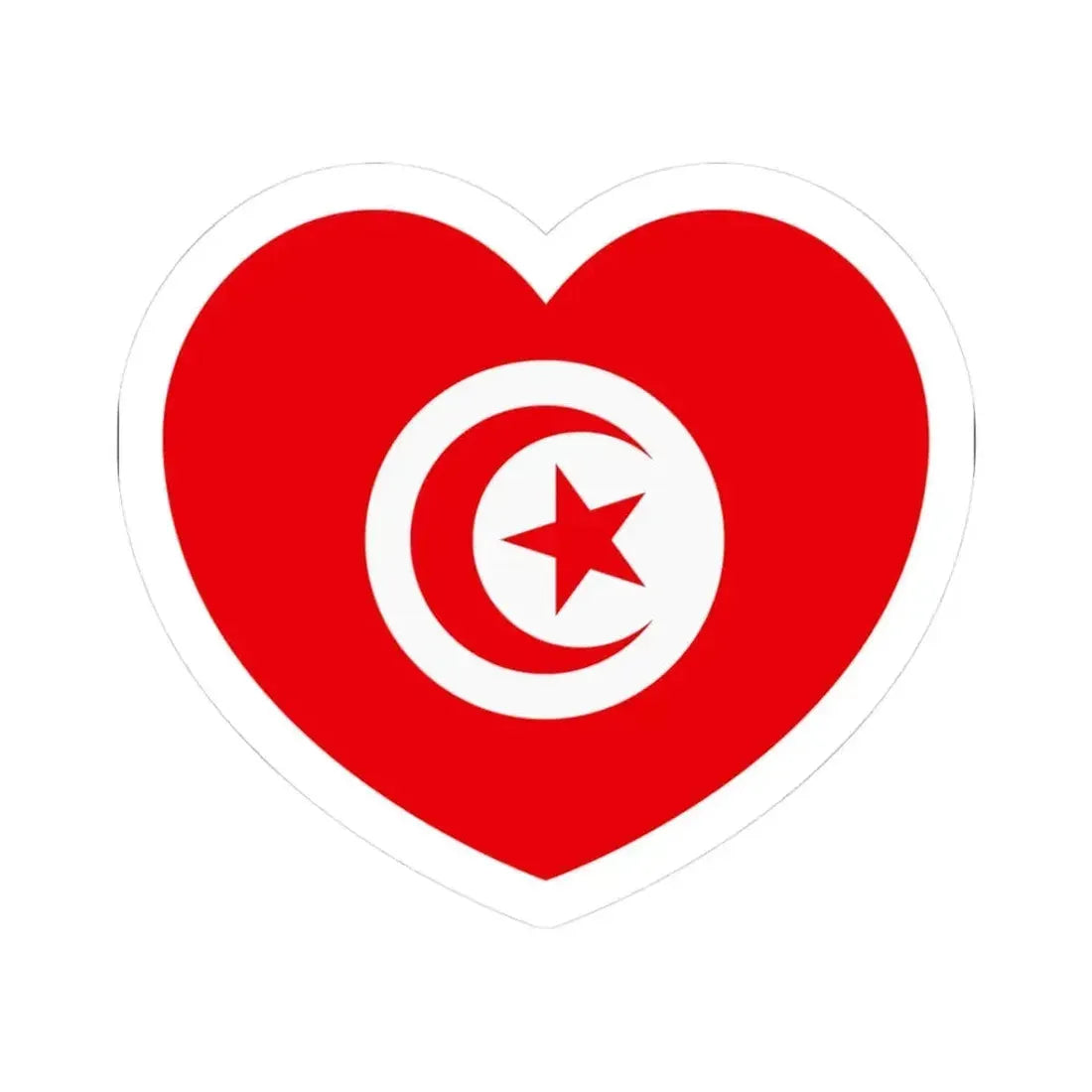 Heart Flag of Tunisia - STICKER Vinyl Kiss-Cut Decal 3 Inch White - The Sticker Space