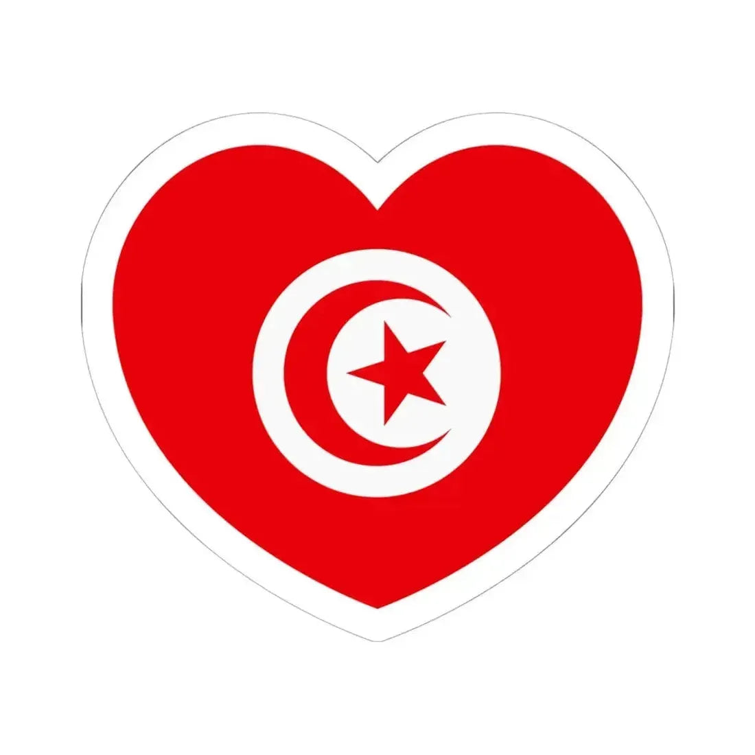 Heart Flag of Tunisia - STICKER Vinyl Kiss-Cut Decal 6 Inch White - The Sticker Space