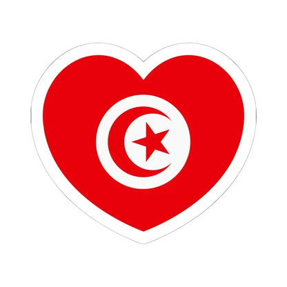Heart Flag of Tunisia - STICKER Vinyl Kiss-Cut Decal 6 Inch White - The Sticker Space