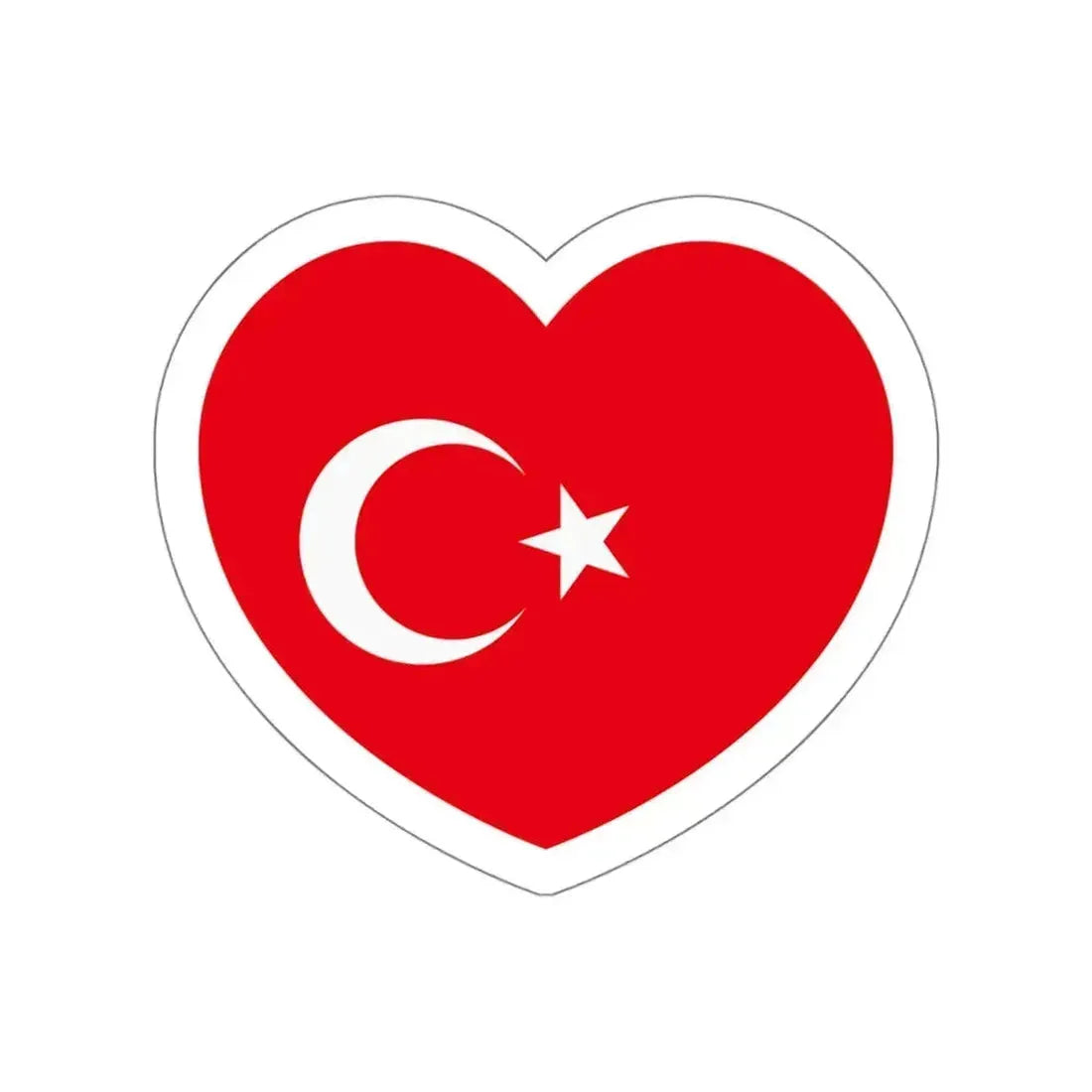 Heart Flag of Turkey - STICKER Vinyl Die-Cut Decal White Die-Cut 5 Inch - The Sticker Space