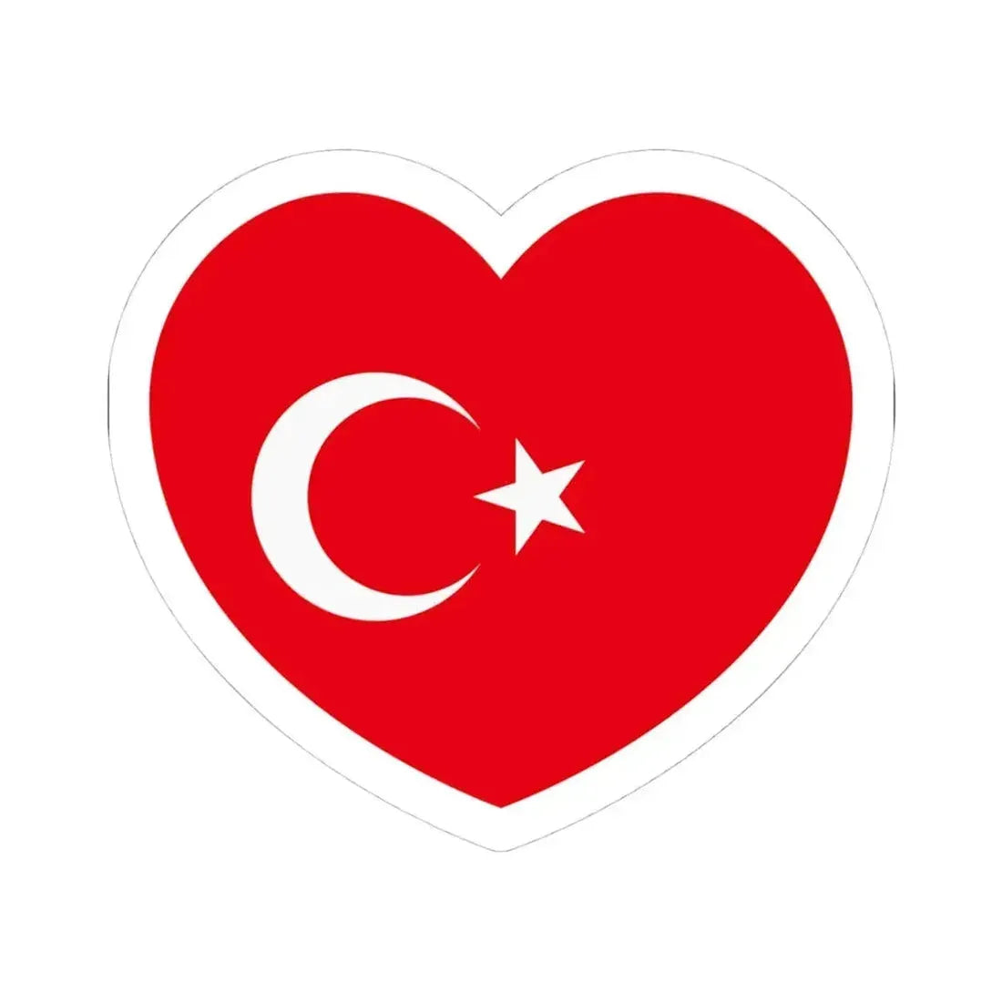 Heart Flag of Turkey - STICKER Vinyl Kiss-Cut Decal 4 Inch White - The Sticker Space