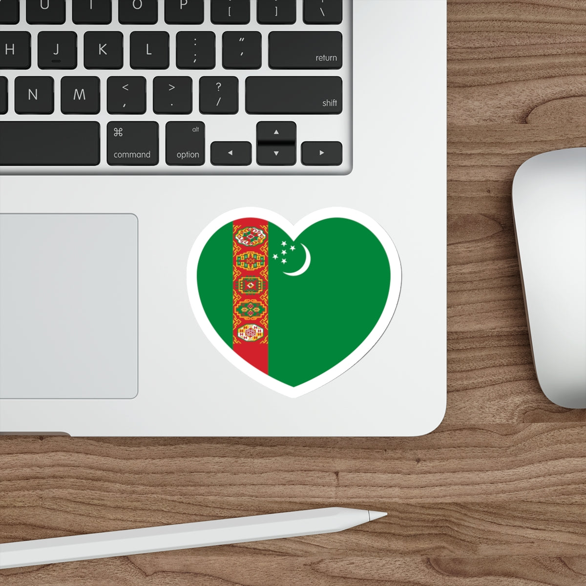 Heart Flag of Turkmenistan 1992-1997 - STICKER Vinyl Die-Cut Decal-The Sticker Space