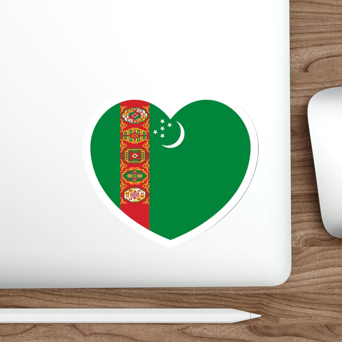 Heart Flag of Turkmenistan 1992-1997 - STICKER Vinyl Die-Cut Decal-The Sticker Space