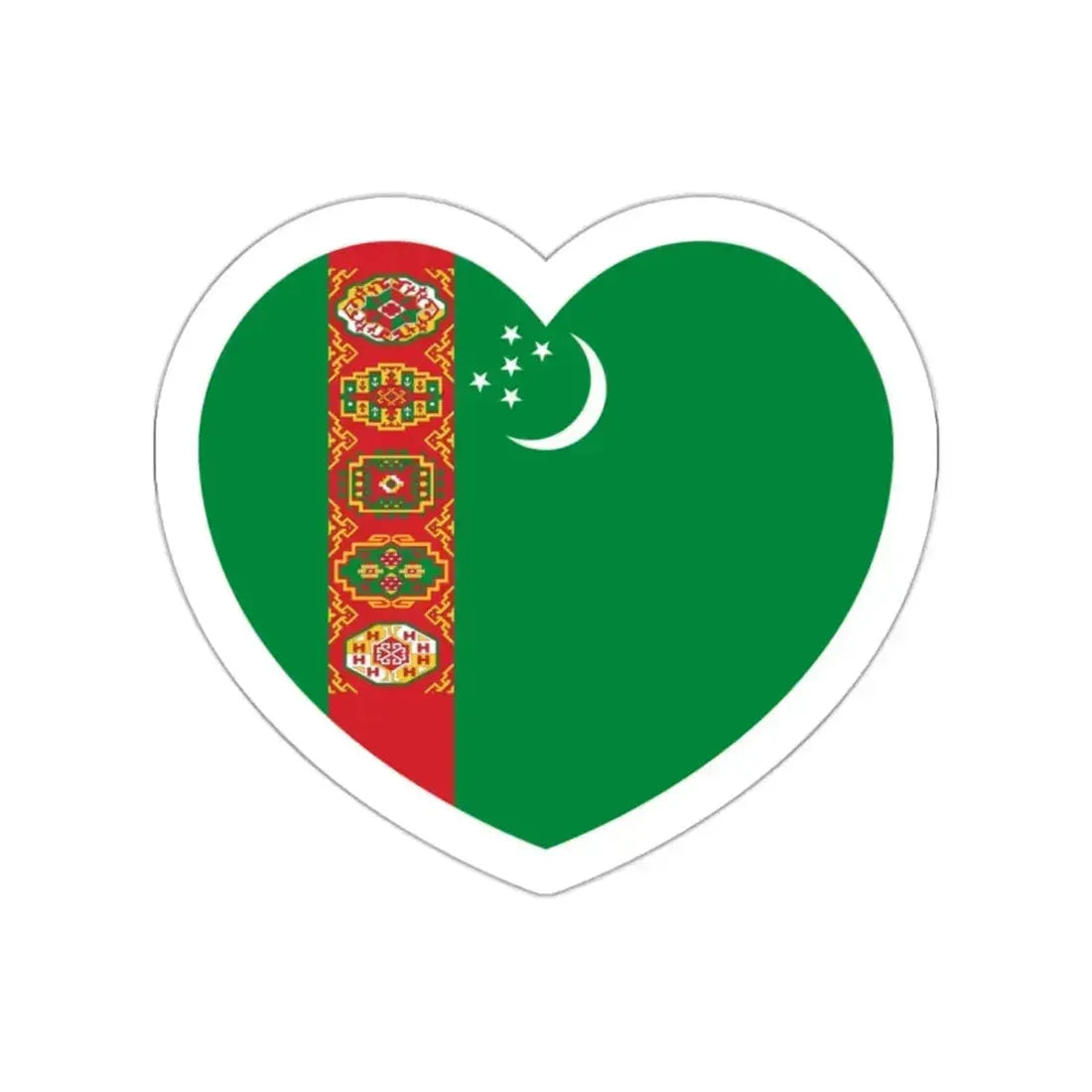 Heart Flag of Turkmenistan 1992-1997 - STICKER Vinyl Die-Cut Decal White Die-Cut 2 Inch - The Sticker Space