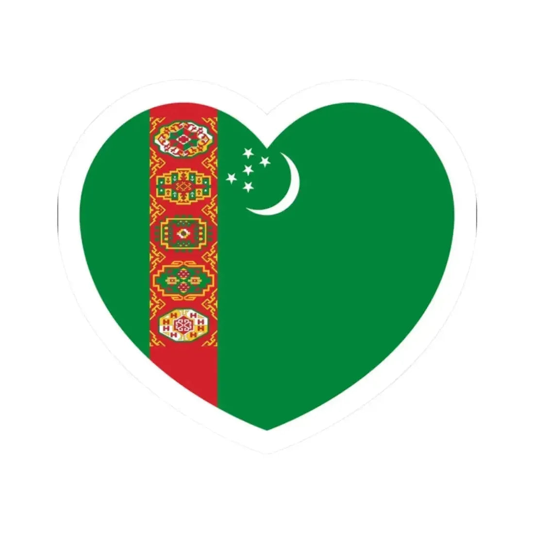 Heart Flag of Turkmenistan 1992-1997 - STICKER Vinyl Kiss-Cut Decal 2 Inch White - The Sticker Space