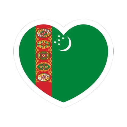Heart Flag of Turkmenistan 1992-1997 - STICKER Vinyl Kiss-Cut Decal 3 Inch White - The Sticker Space
