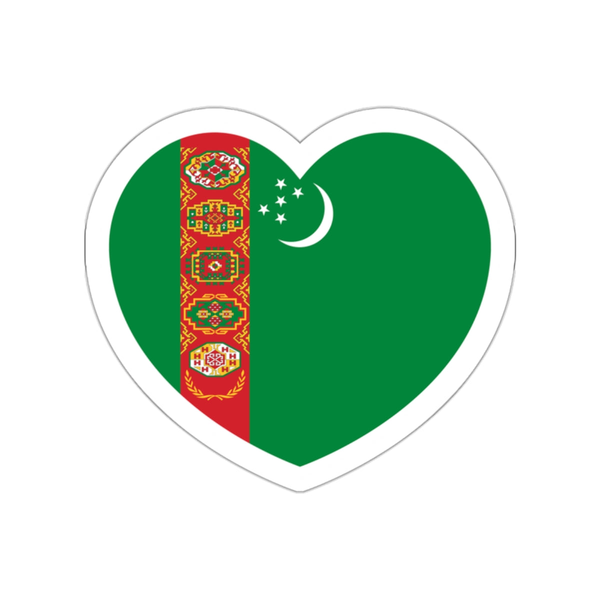 Heart Flag of Turkmenistan - STICKER Vinyl Die-Cut Decal-White-The Sticker Space