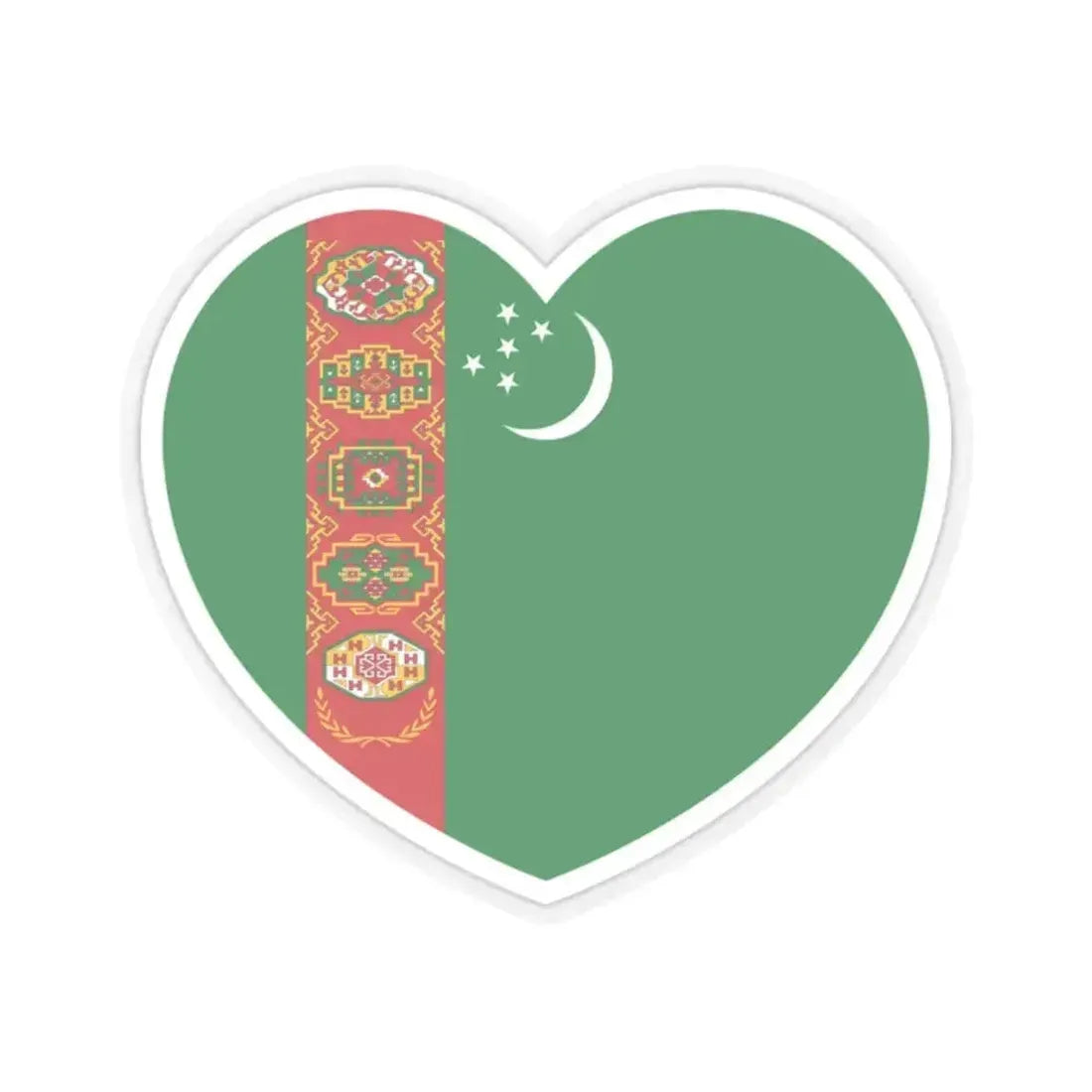 Heart Flag of Turkmenistan - STICKER Vinyl Kiss-Cut Decal 2 Inch Transparent - The Sticker Space