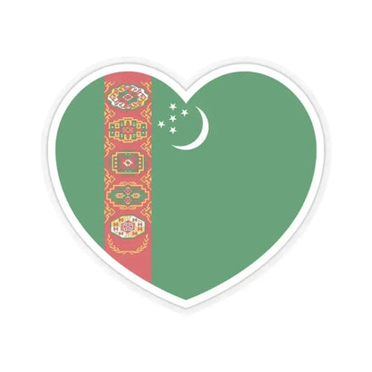 Heart Flag of Turkmenistan - STICKER Vinyl Kiss-Cut Decal 3 Inch Transparent - The Sticker Space