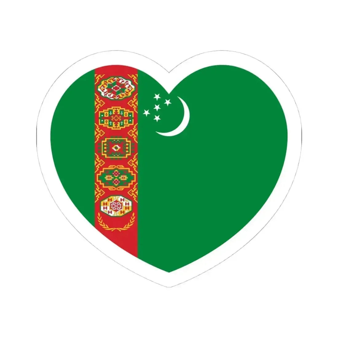 Heart Flag of Turkmenistan - STICKER Vinyl Kiss-Cut Decal 4 Inch White - The Sticker Space