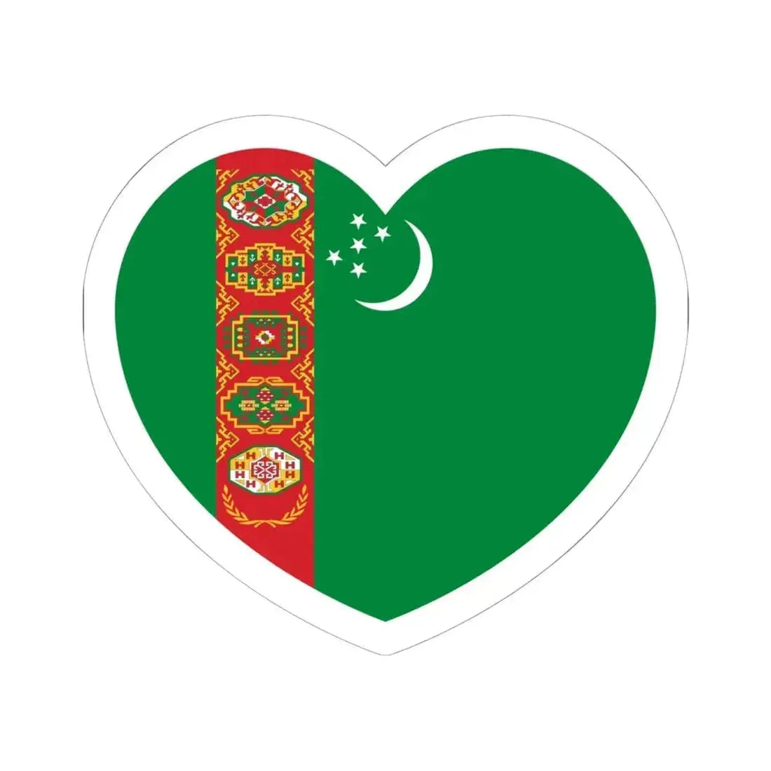 Heart Flag of Turkmenistan - STICKER Vinyl Kiss-Cut Decal 6 Inch White - The Sticker Space