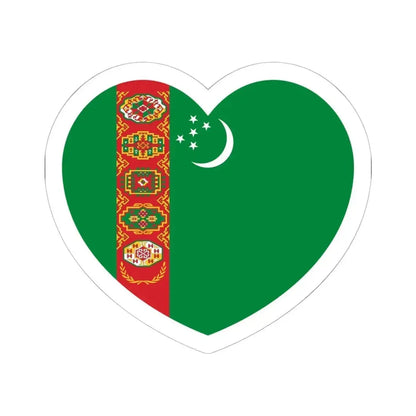 Heart Flag of Turkmenistan - STICKER Vinyl Kiss-Cut Decal 6 Inch White - The Sticker Space