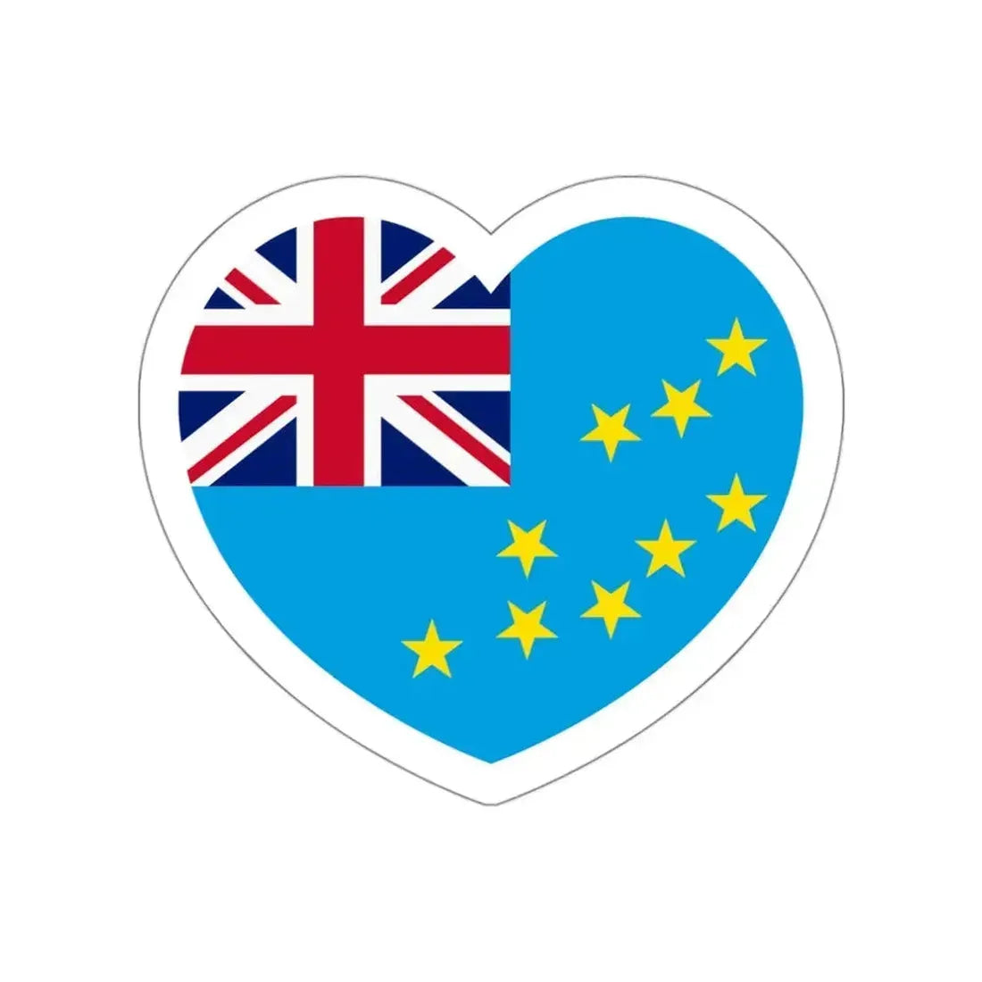 Heart Flag of Tuvalu - STICKER Vinyl Die-Cut Decal White Die-Cut 3 Inch - The Sticker Space