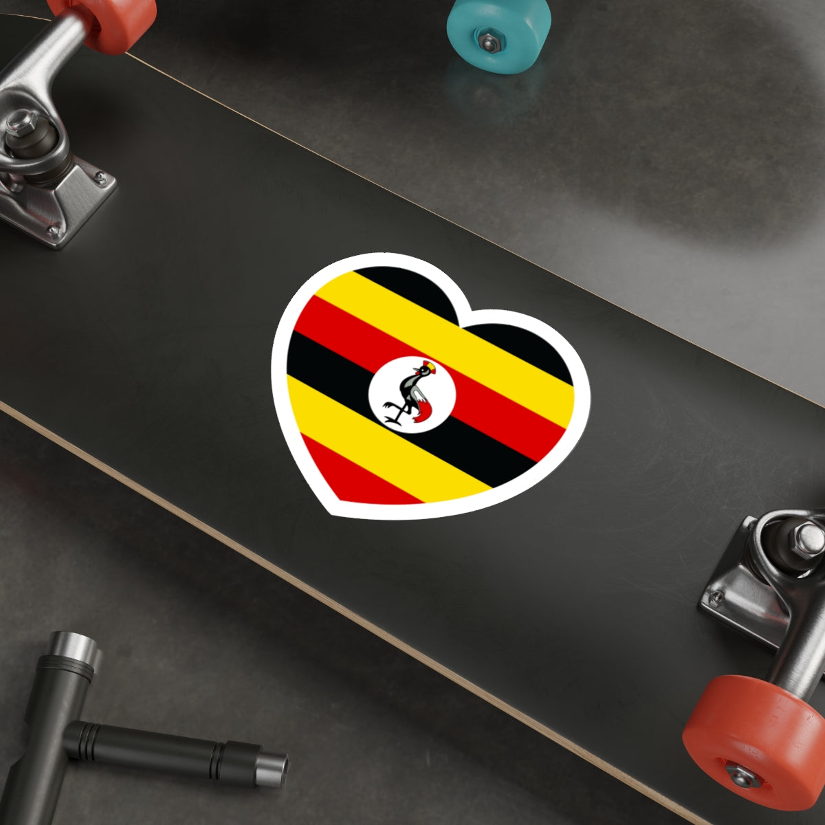 Heart Flag of Uganda - STICKER Vinyl Die-Cut Decal-The Sticker Space