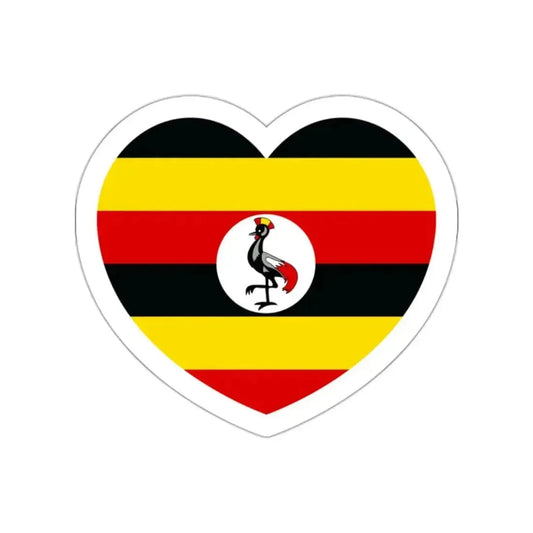 Heart Flag of Uganda - STICKER Vinyl Die-Cut Decal White Die-Cut 2 Inch - The Sticker Space