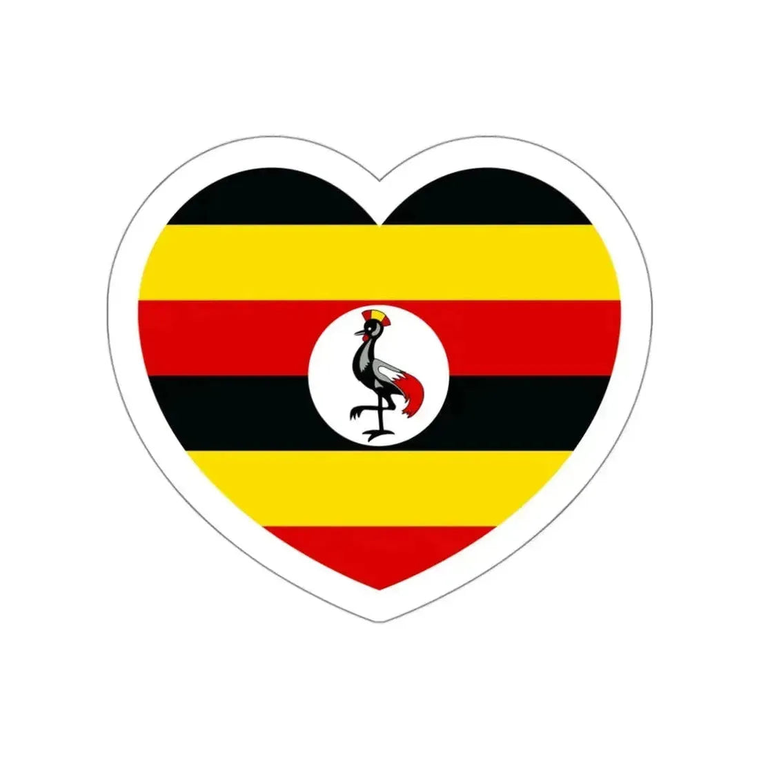 Heart Flag of Uganda - STICKER Vinyl Die-Cut Decal White Die-Cut 3 Inch - The Sticker Space