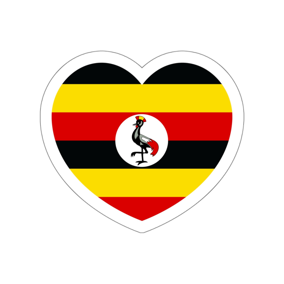 Heart Flag of Uganda - STICKER Vinyl Die-Cut Decal-White-The Sticker Space