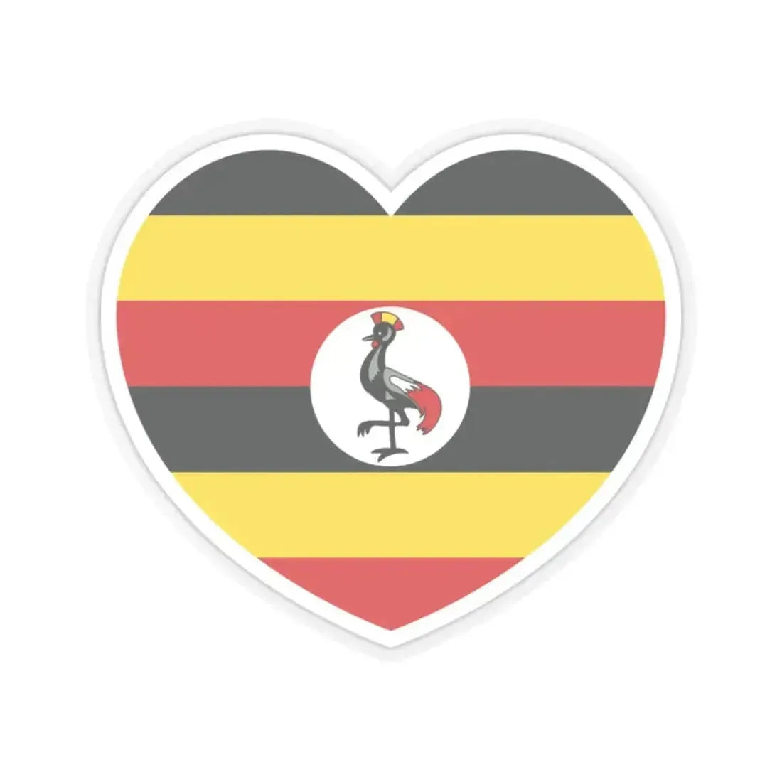 Heart Flag of Uganda - STICKER Vinyl Kiss-Cut Decal 2 Inch Transparent - The Sticker Space