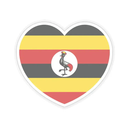 Heart Flag of Uganda - STICKER Vinyl Kiss-Cut Decal 2 Inch Transparent - The Sticker Space