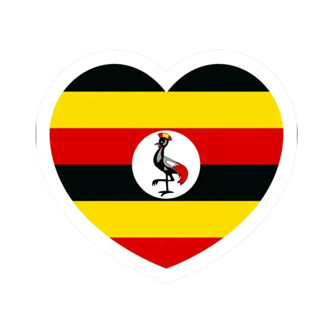Heart Flag of Uganda - STICKER Vinyl Kiss-Cut Decal 2 Inch White - The Sticker Space